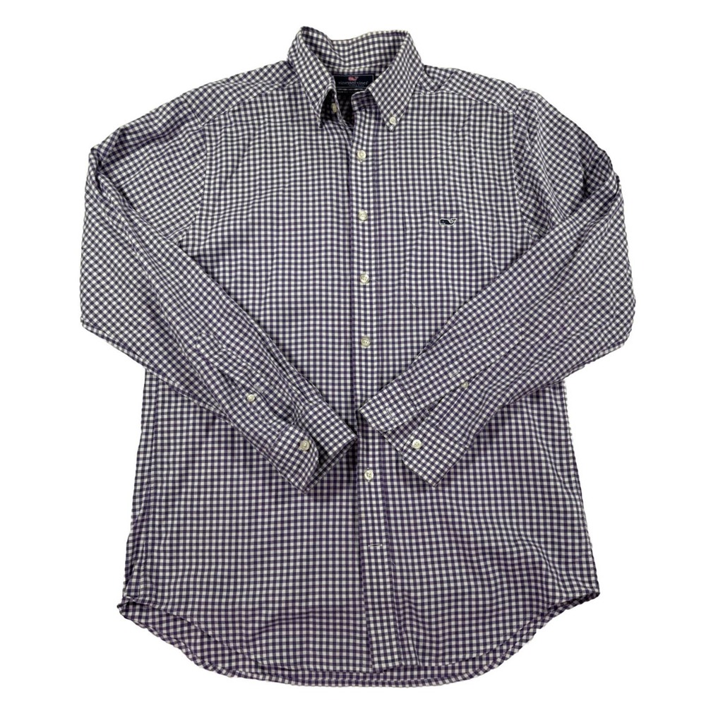 Vineyard Vines Button Up Shirt Mens Medium Purple Slim Fit Tucker Long Sleeve